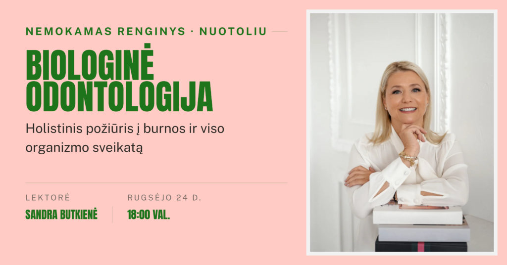 Renginio „Biologinė odontologija“ plakatas – 2026 m. rugsėjo 24 d.
